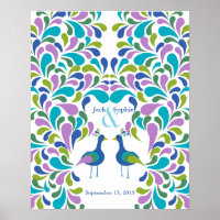 Autre mariage livre d'invités paon coloré