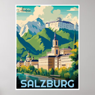 Poster Autriche capitale salzbourg skyline