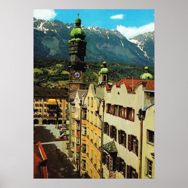 Poster Autriche, Innsbruck, Tyrol, Toit d'or, vieille vil (Devant)