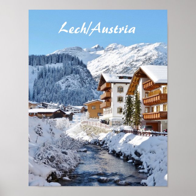 Poster Autriche Lech am Arlberg en hiver (Devant)