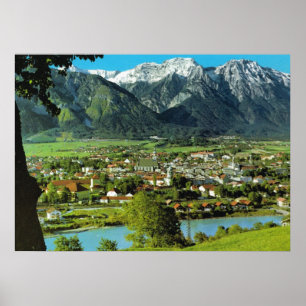 Poster Autriche, Tyrol, Solbad Hall et River Inn