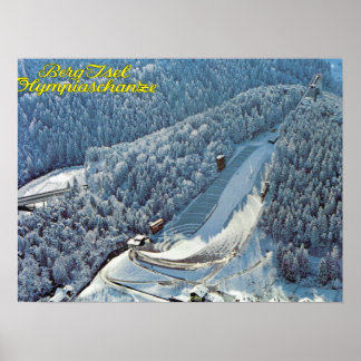 Poster Autriche vintage, Berg Isel, Saut à ski olympique,