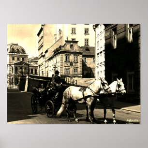 Poster Autriche vintage Vienne Dreimaderlhaus Fiaker