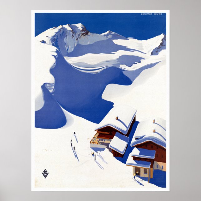 Poster Autriche vintage Voyage de ski (Devant)