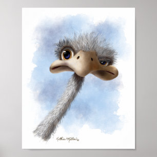 Poster Autruche caricaturale drôle