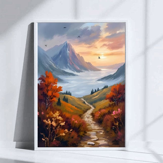 Poster Autumn Daydreams | Fall Mountain Landscape Painted (Créateur téléchargé)