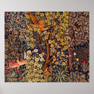 Poster AUTUMN FOREST ANIMALS Haricots, faisan, Brown Flor