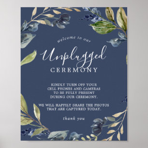 Poster Autumn Greenery   Navy Unplugged Ceremony Sign
