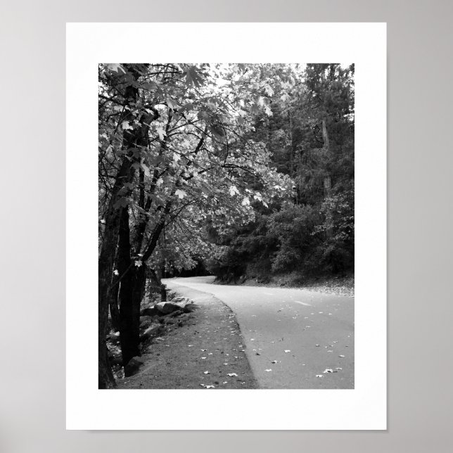 Poster Autumn Road Yosemite Photographie noir et blanc (Devant)
