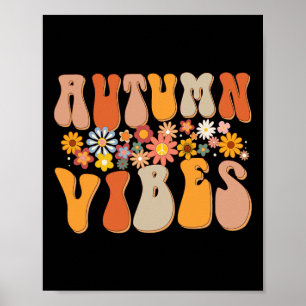 Poster Autumn Vibes Groovy Design Fall Lover Thanksgiving