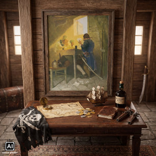 Poster Aux Cartes dans la Cage de Cluny par NC Wyeth