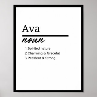 Poster Ava, Fille Nom Personnalisé Définition