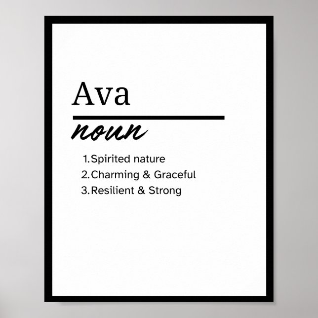 Poster Ava, Fille Nom Personnalisé Définition (Devant)