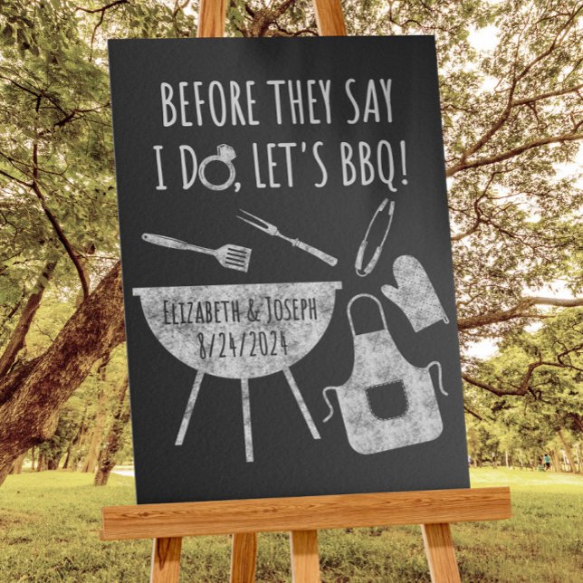 Poster Avant de faire BBQ Fête des mariées Fiançailles Bi (Créateur téléchargé)