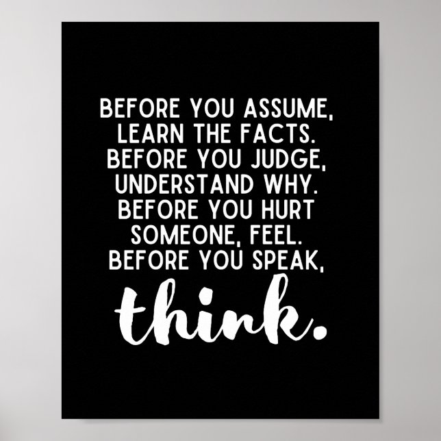 Poster Avant De Parler, Pensez Inspirationnel (Devant)