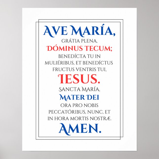 Poster Ave Maria Print (Devant)