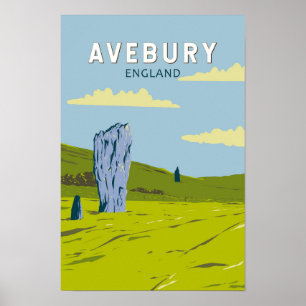 Poster Avebury Angleterre Voyage Art Vintage