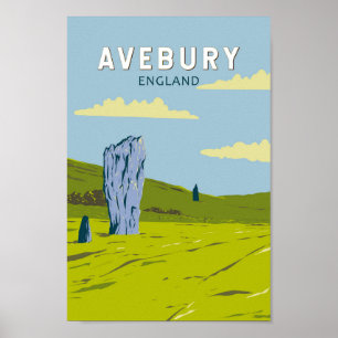 Poster Avebury Angleterre Voyage Art Vintage