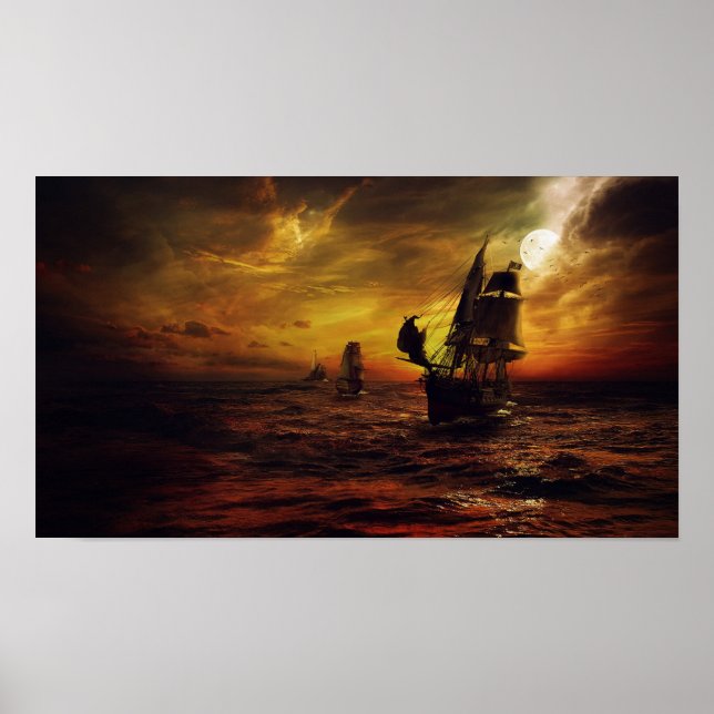 Poster avec bateau pirate (Devant)