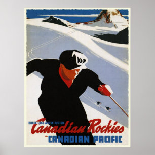 Poster avec Canadian Rockies Ski Print