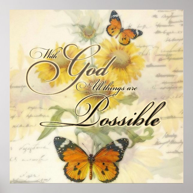 Poster Avec Dieu des tournesols et des papillons (Devant)