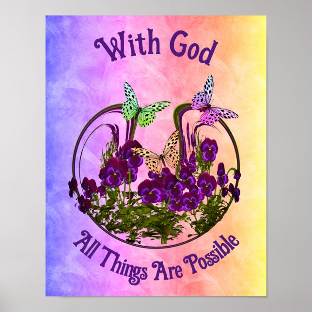 Poster Avec Dieu Papillon Fleur Art Inspiration (Devant)