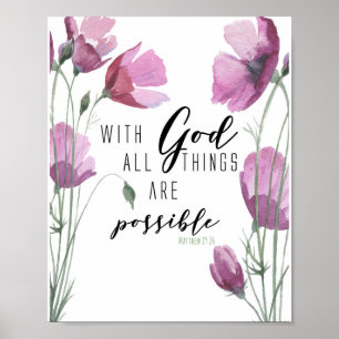 Poster Avec Dieu, tout est possible. Matthieu 19:26