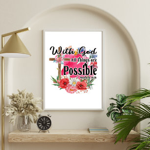 Poster Avec Dieu, toutes choses sont possibles Bible chré