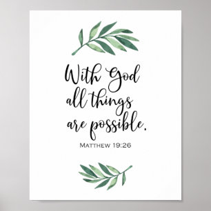 Poster Avec Dieu toutes les choses sont possibles - Matth