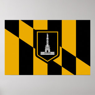 Poster avec Drapeau de Baltimore, Maryland, USA