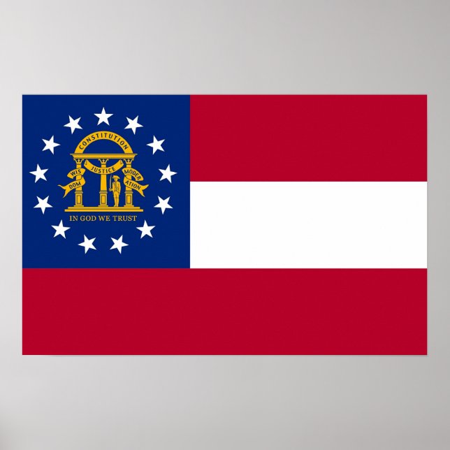 Poster avec Drapeau de Géorgie, États-Unis (Devant)