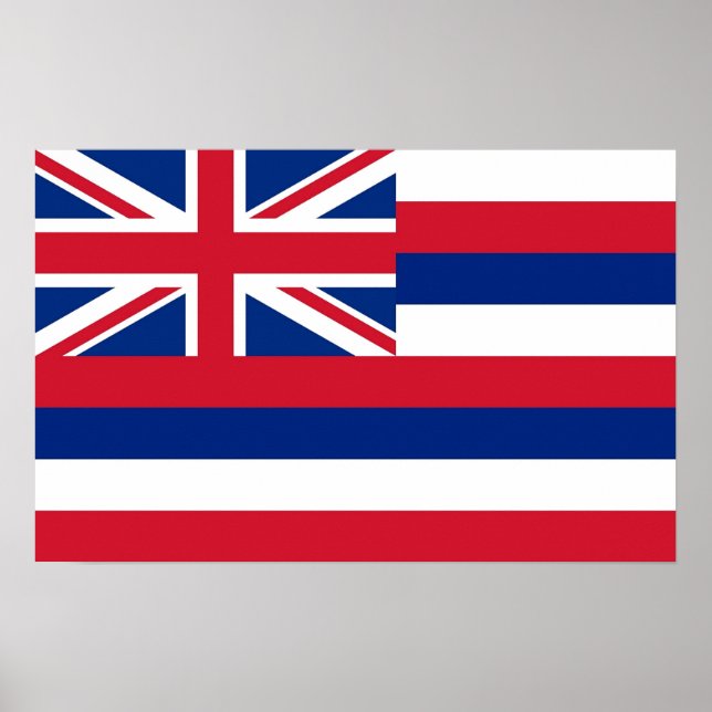 Poster avec Drapeau de Hawaï, U.S.A. (Devant)