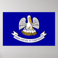 Poster avec Drapeau de Louisiane, U.S.A.