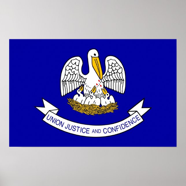 Poster avec Drapeau de Louisiane, U.S.A. (Devant)