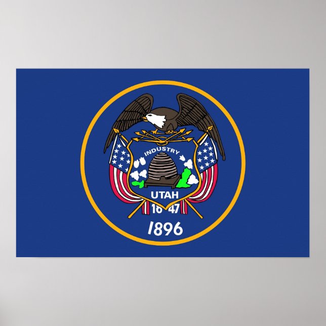 Poster avec Drapeau de l'Utah, U.S.A. (Devant)