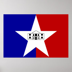 Poster avec Drapeau de San Antonio City, USA