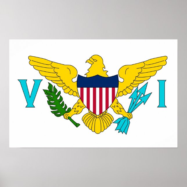 Poster avec Drapeau des Îles Vierges, U.S.A. (Devant)