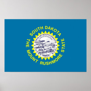 Poster avec Drapeau du Dakota du Sud, U.S.A.