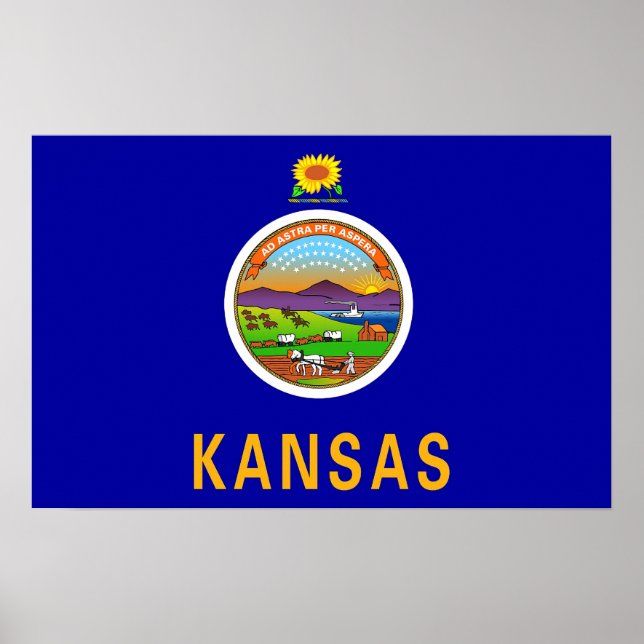 Poster avec Drapeau du Kansas, U.S.A. (Devant)