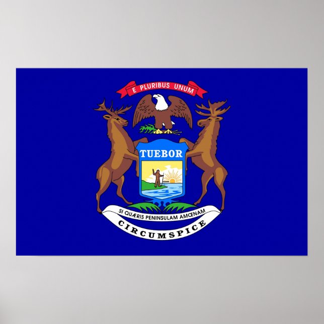 Poster avec Drapeau du Michigan, États-Unis (Devant)