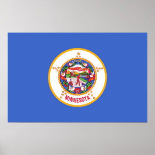 Poster avec Drapeau du Minnesota, U.S.A.