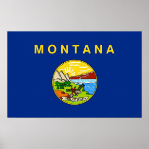 Poster avec Drapeau du Montana, U.S.A.