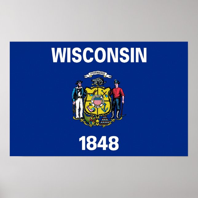 Poster avec Drapeau du Wisconsin, U.S.A. (Devant)