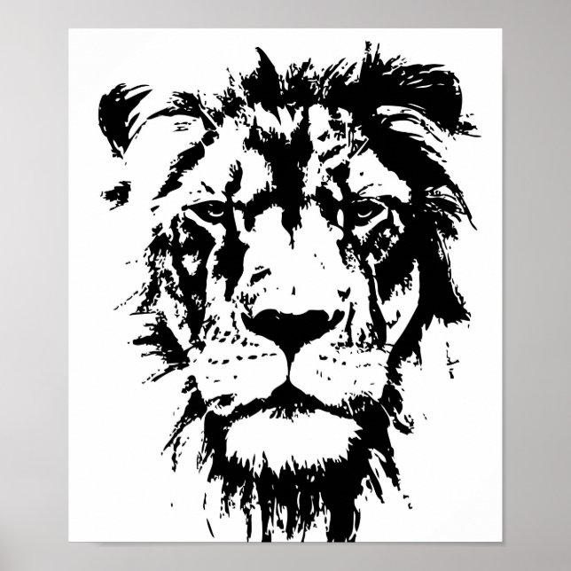 Poster avec imprimé noir et blanc Leo (Devant)