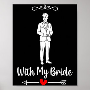 Poster Avec la mariée, couple assorti, mariage, lune de m
