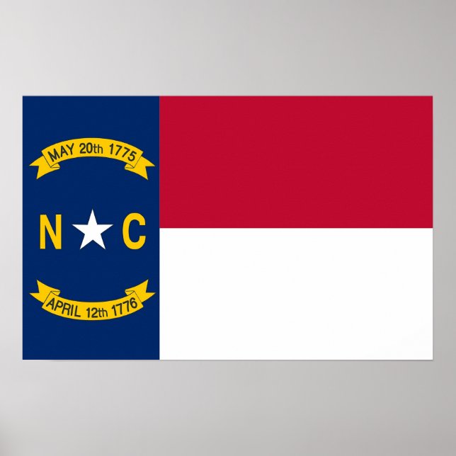 Poster avec le drapeau de la Caroline du Nord, Éta (Devant)
