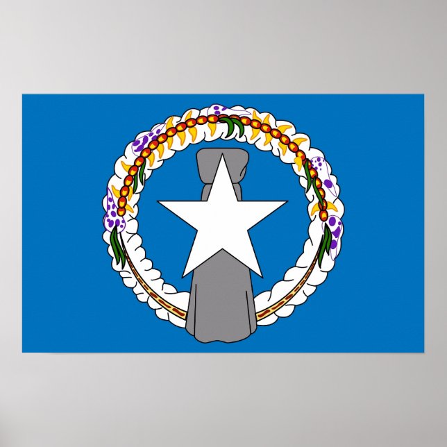 Poster avec le drapeau des îles Mariannes du Nord (Devant)