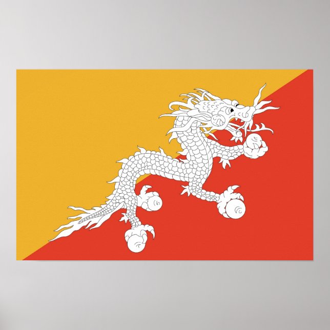 Poster avec le drapeau du Bhoutan (Devant)