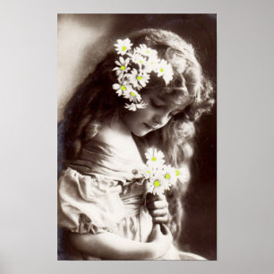 Poster avec photo Vintage d'une jeune fille