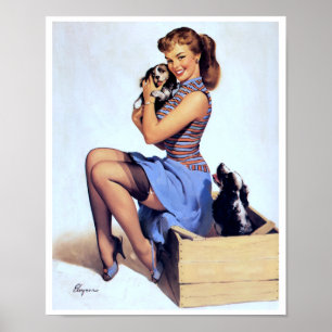 Poster Avec Pupies Pin Up